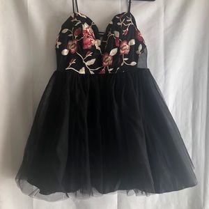 Black floral mini dress